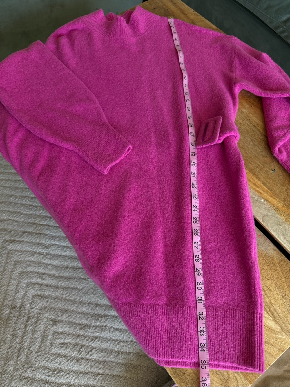 & Other Stories Belted Knit Mini Dress Neutral L - Picture 9 of 10